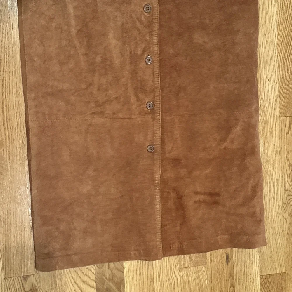Y2K  Women's High Waisted Button Down Brown‎ Suede Skirt Size 8 Fall Cozy Autumn